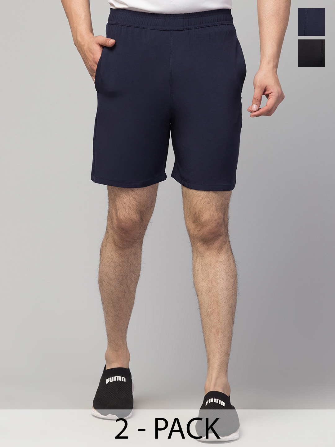 

Apraa & Parma Men Pack Of 2 e-Dry Technology Training Sports Shorts, Navy blue