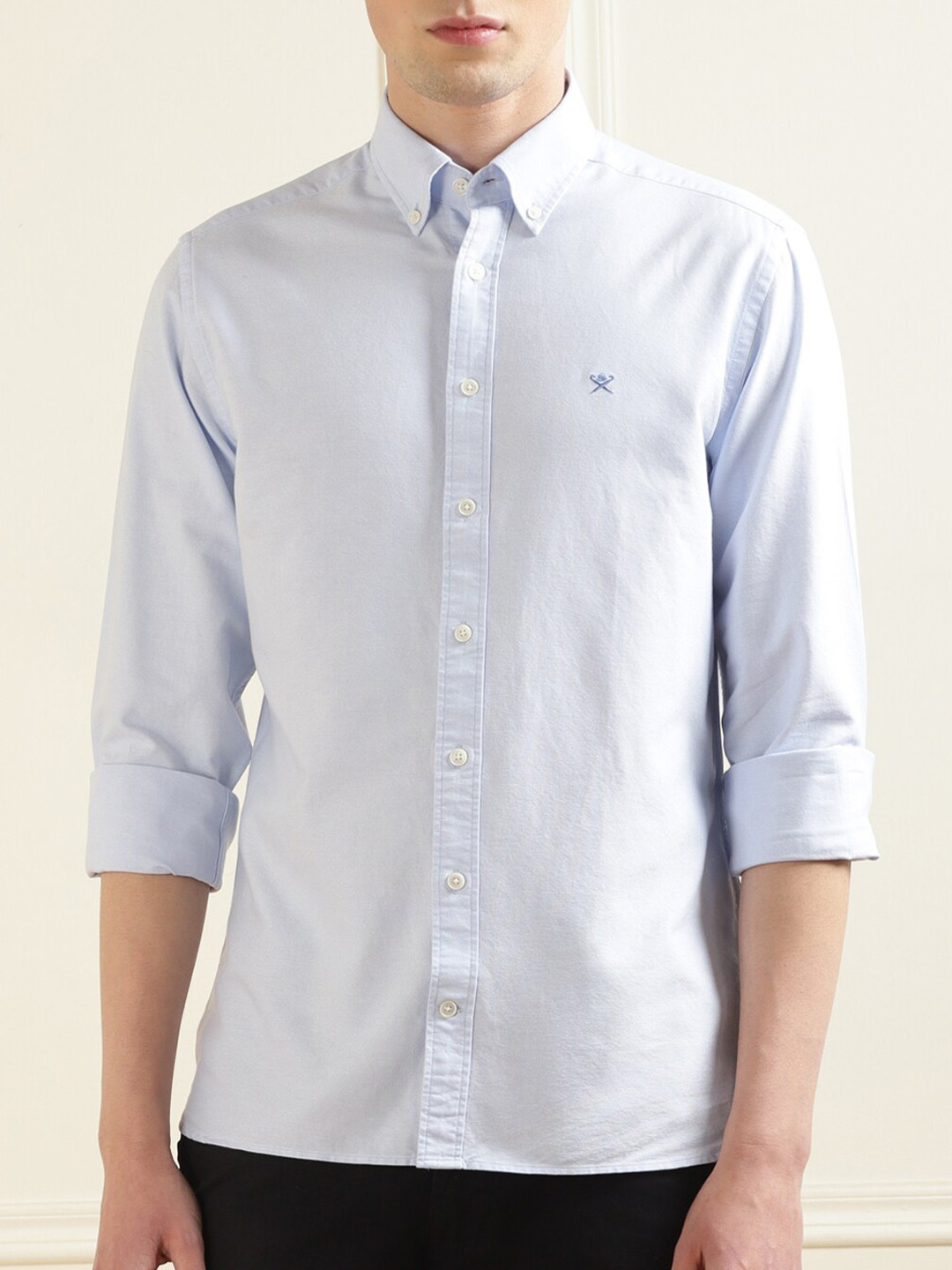 

HACKETT LONDON Button-Down Collar Pure Cotton Casual Shirt, Blue
