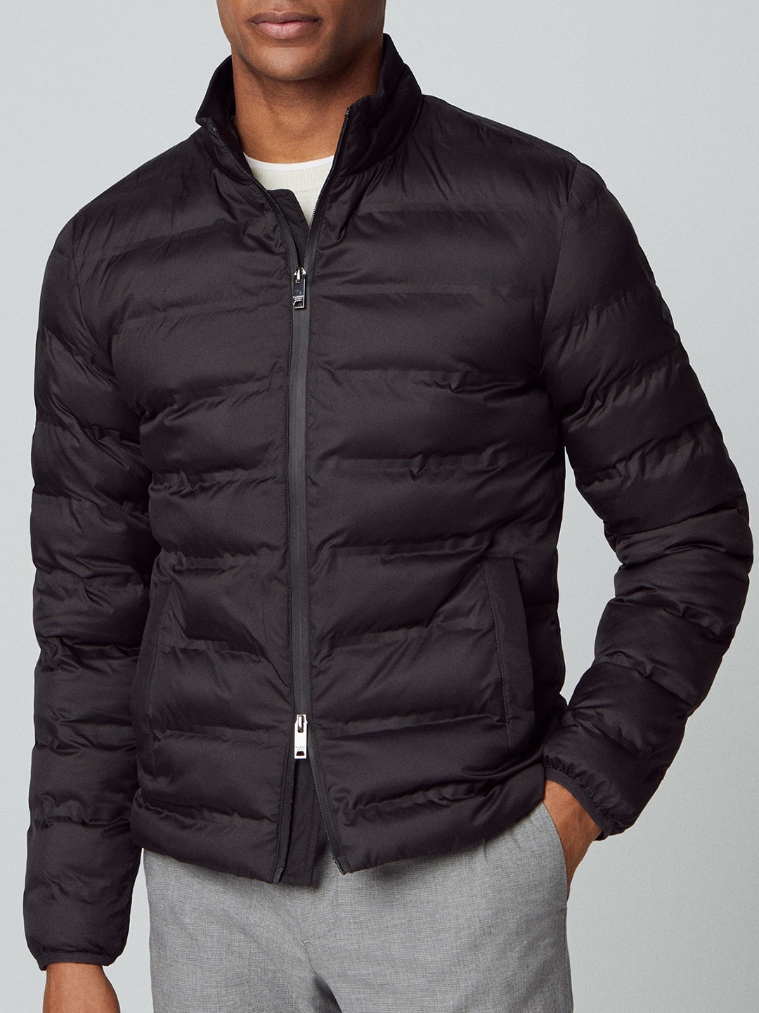 

HACKETT LONDON Mock Collar Full Sleeves Puffer Jacket, Black