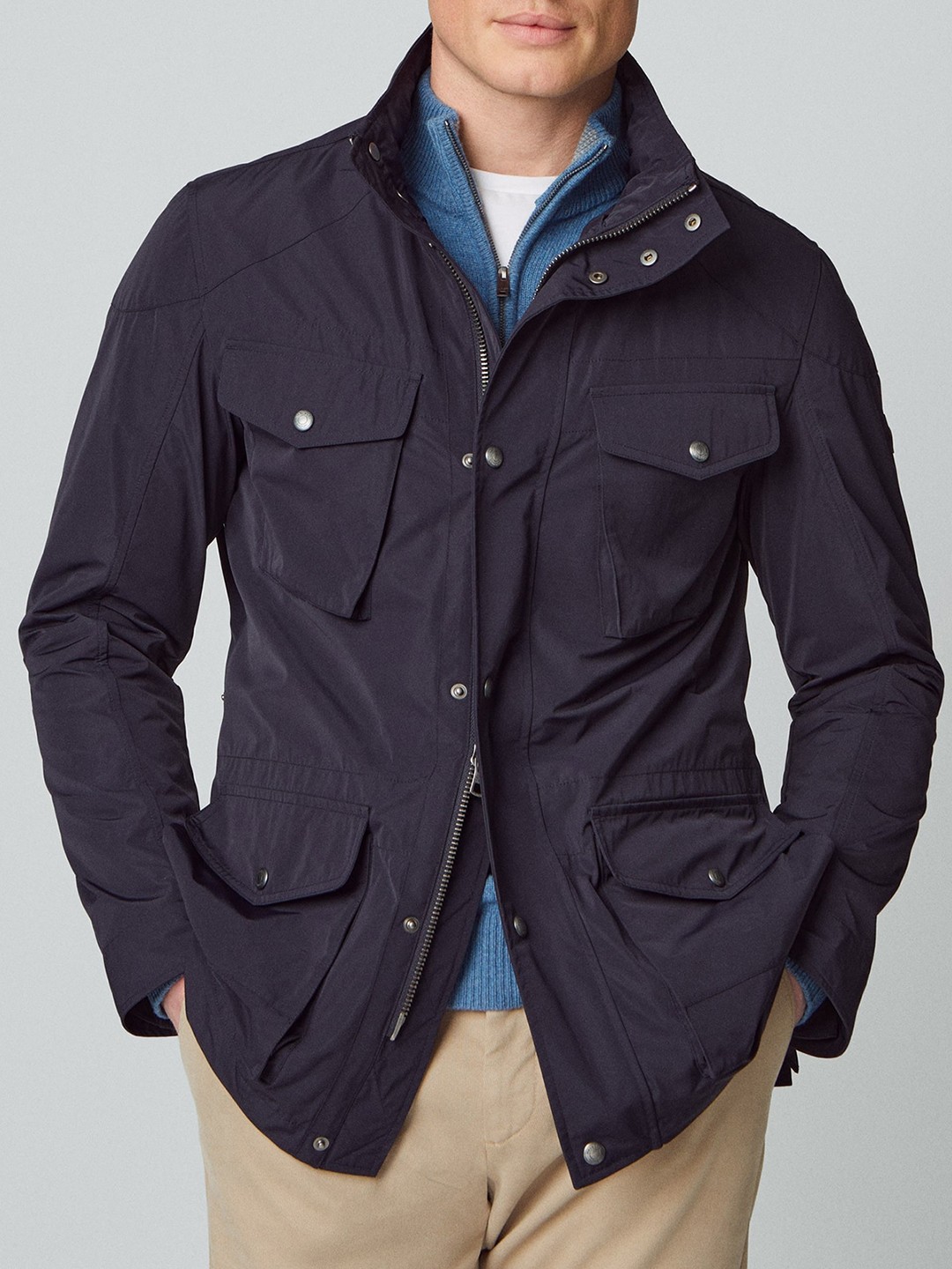 

HACKETT LONDON Stand Collar Parka Jacket, Navy blue