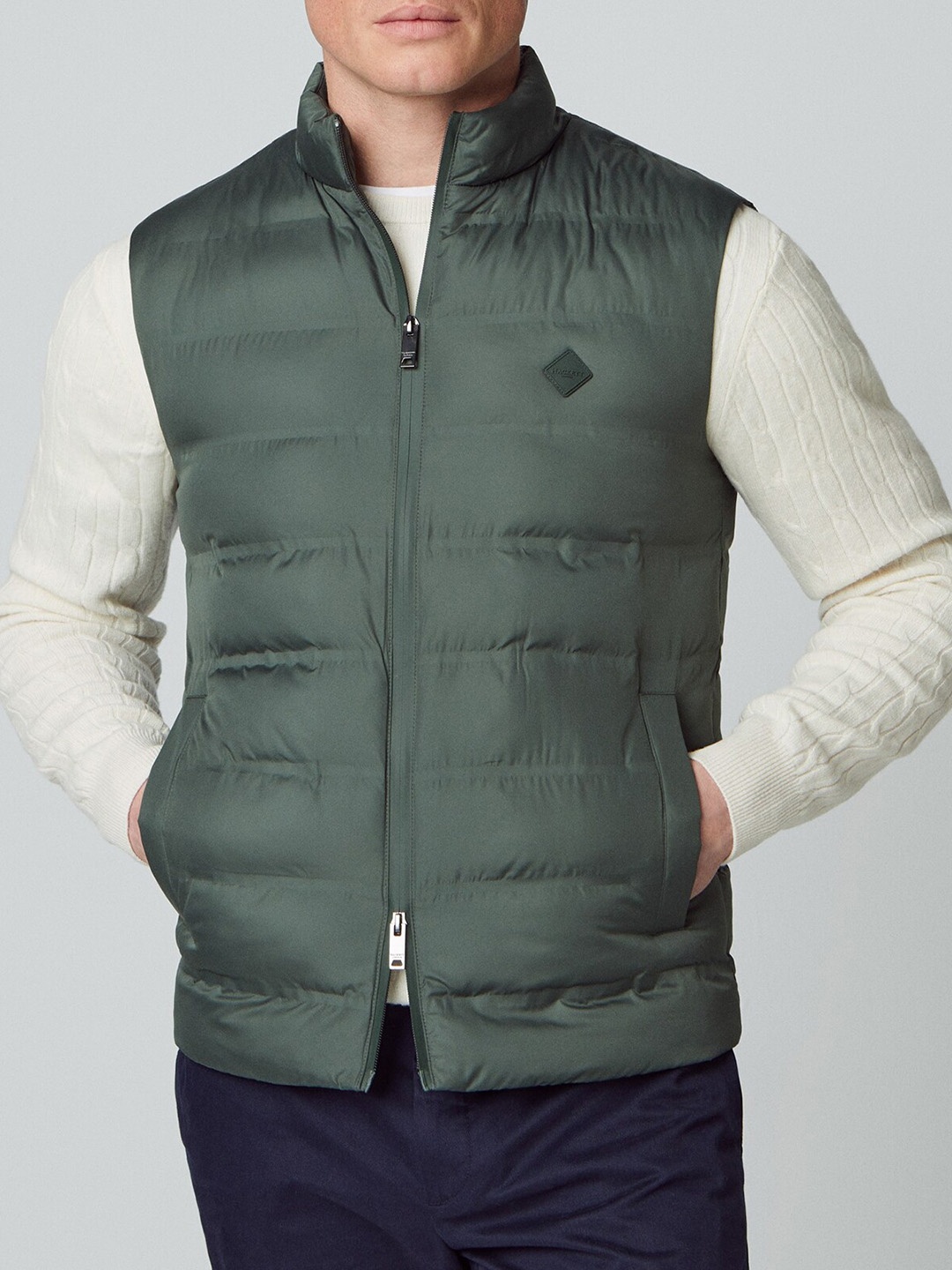 

HACKETT LONDON Mock Collar Sleeveless Padded Jacket, Green