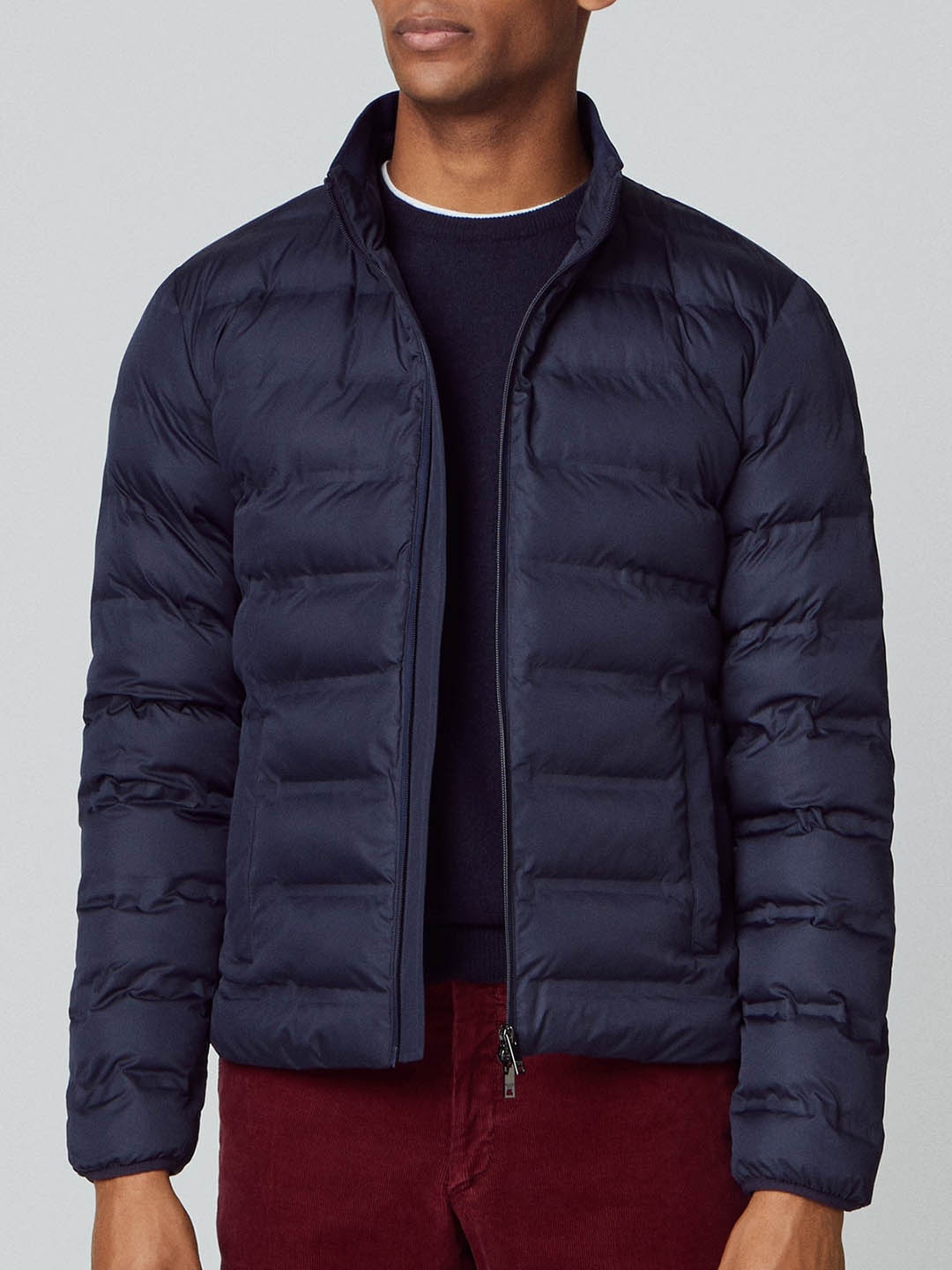 

HACKETT LONDON Mock Collar Puffer Jacket, Navy blue