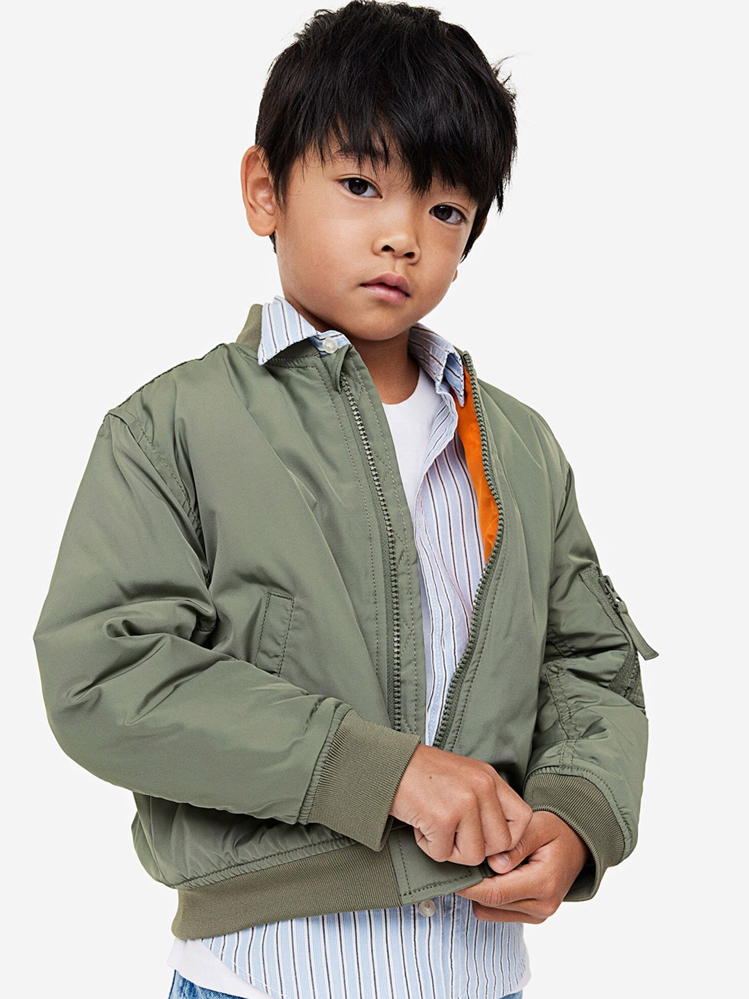 

H&M Boys Oversized Bomber Jacket, Green