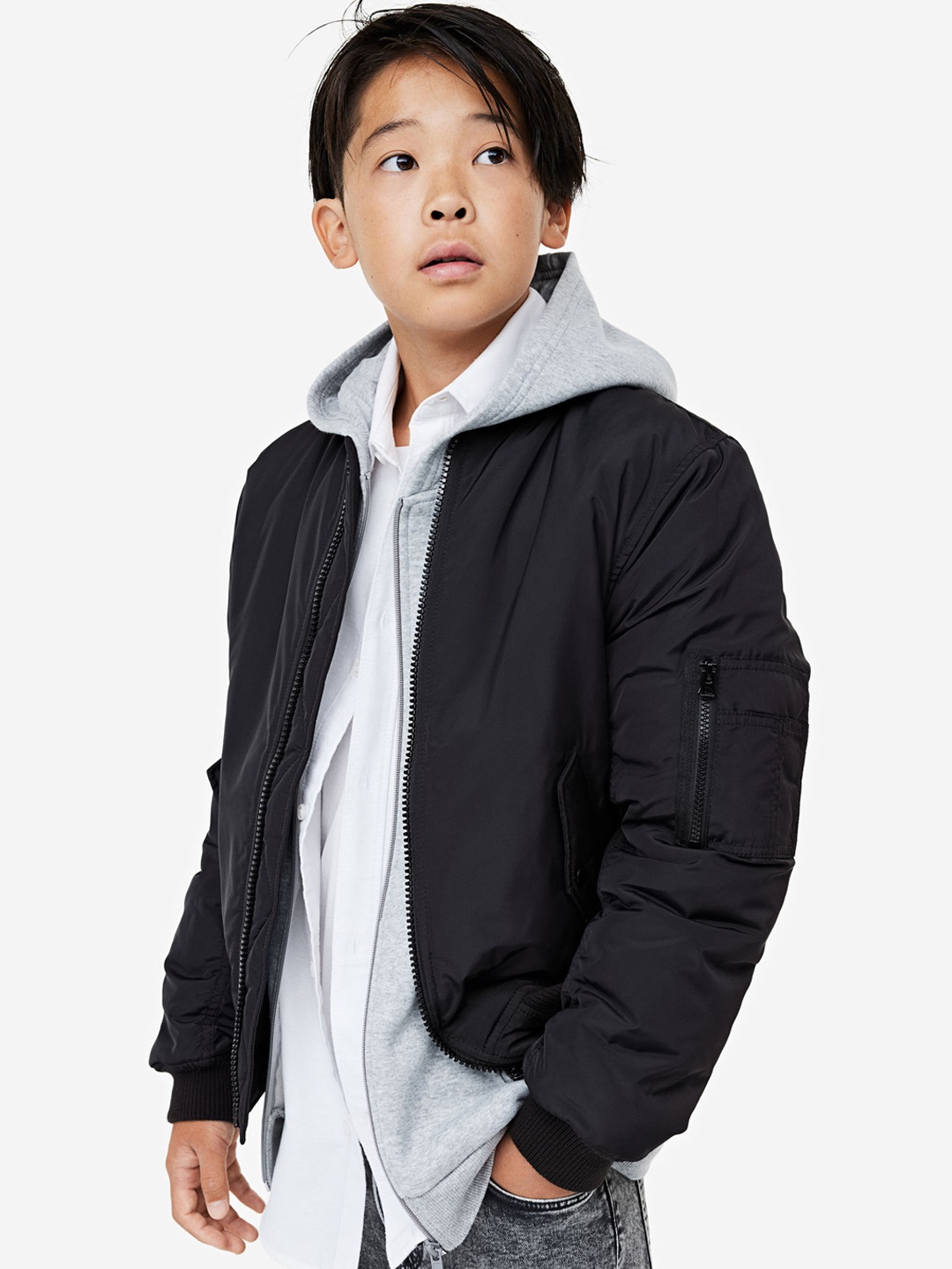 

H&M Boys Bomber Jacket, Black