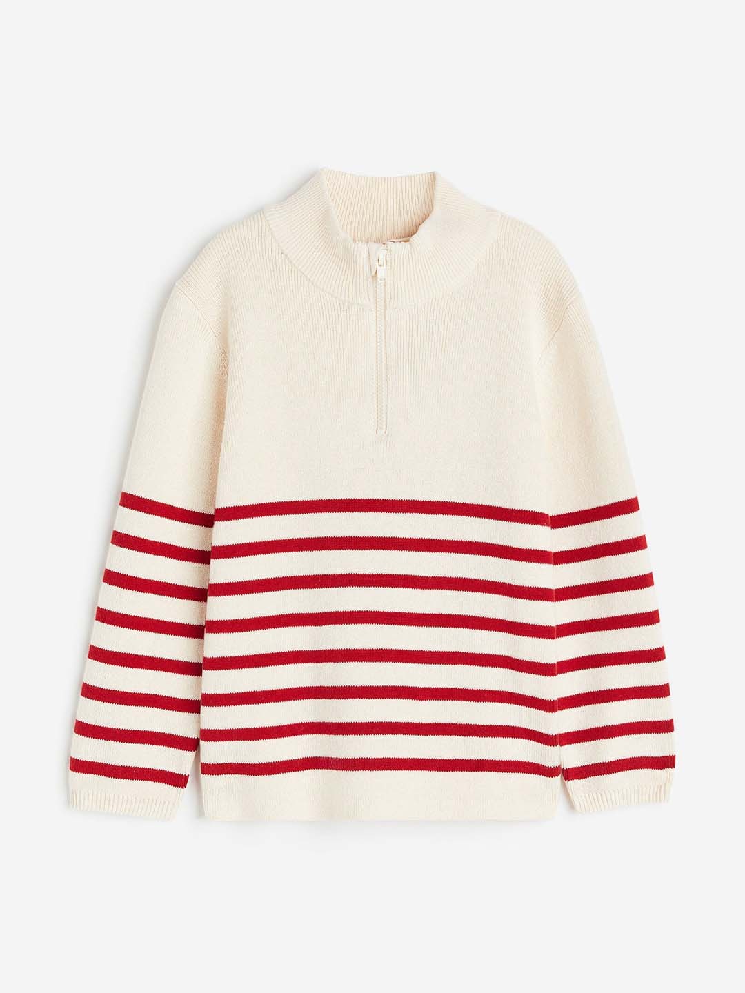 

H&M Boys Zip-Top Cotton Jumper, Off white