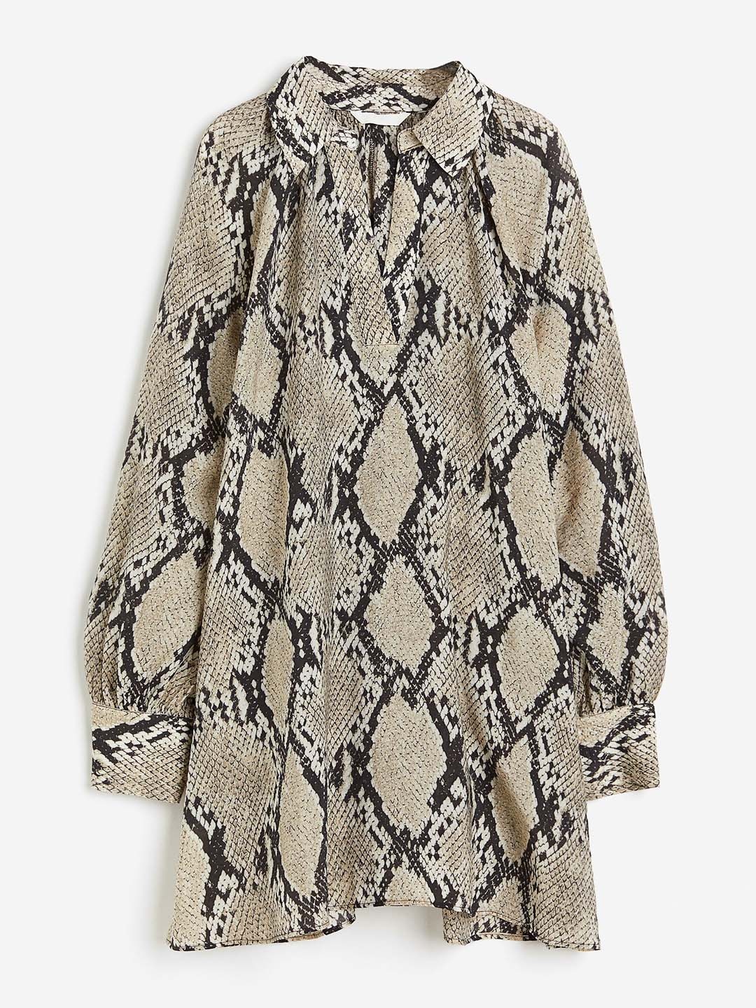 

H&M Balloon-Sleeved Tunic Dress, Beige