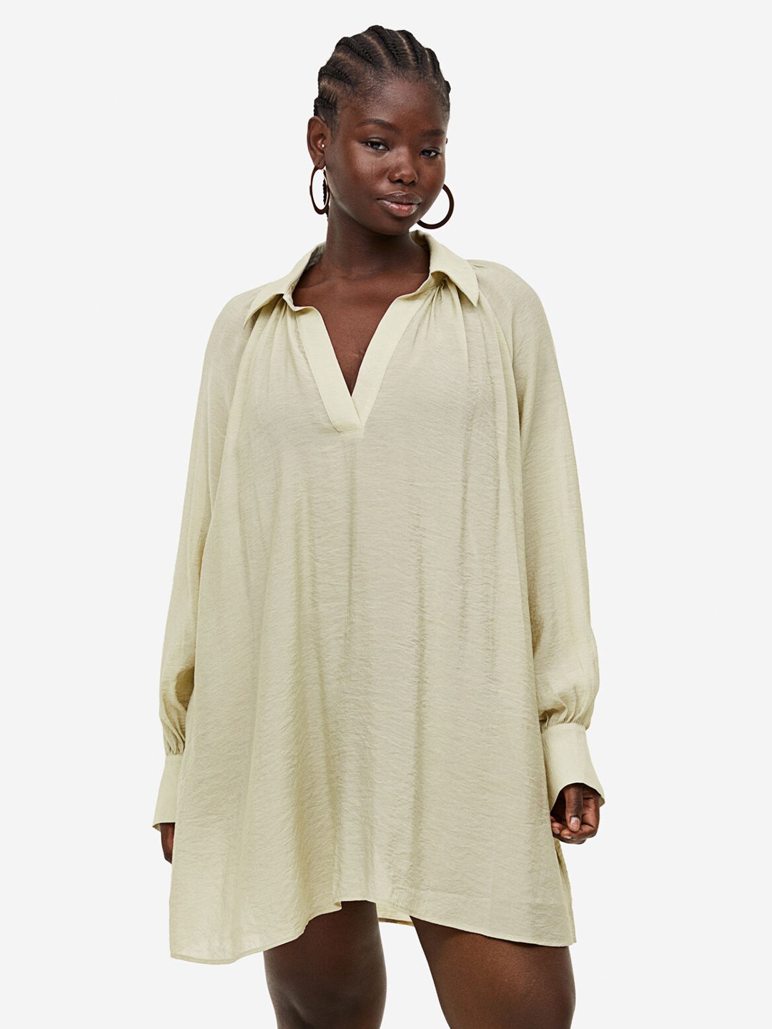 

H&M Balloon Sleeved Tunic Dress, Green