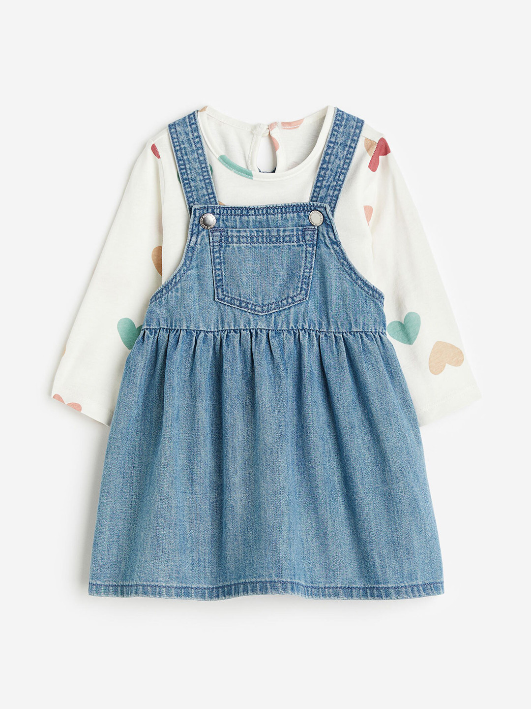 

H&M Girls Pure Cotton 2-Piece Top and Dress Set, Multi
