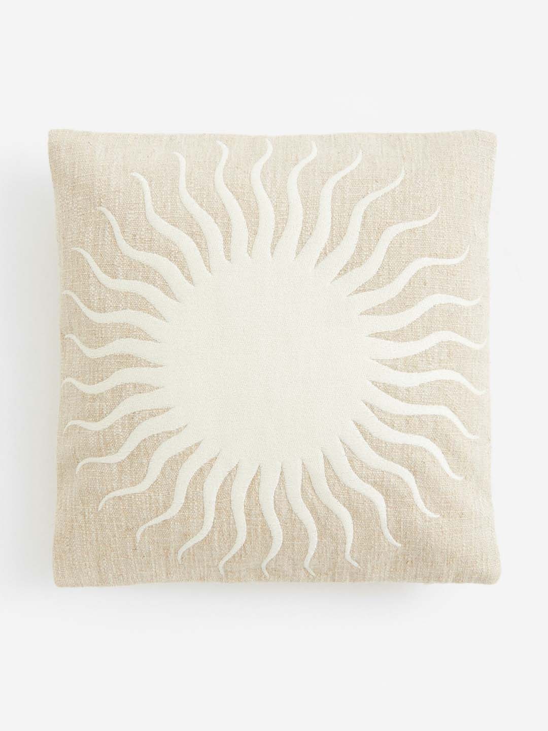 

H&M Beige Embroidered Cushion Cover