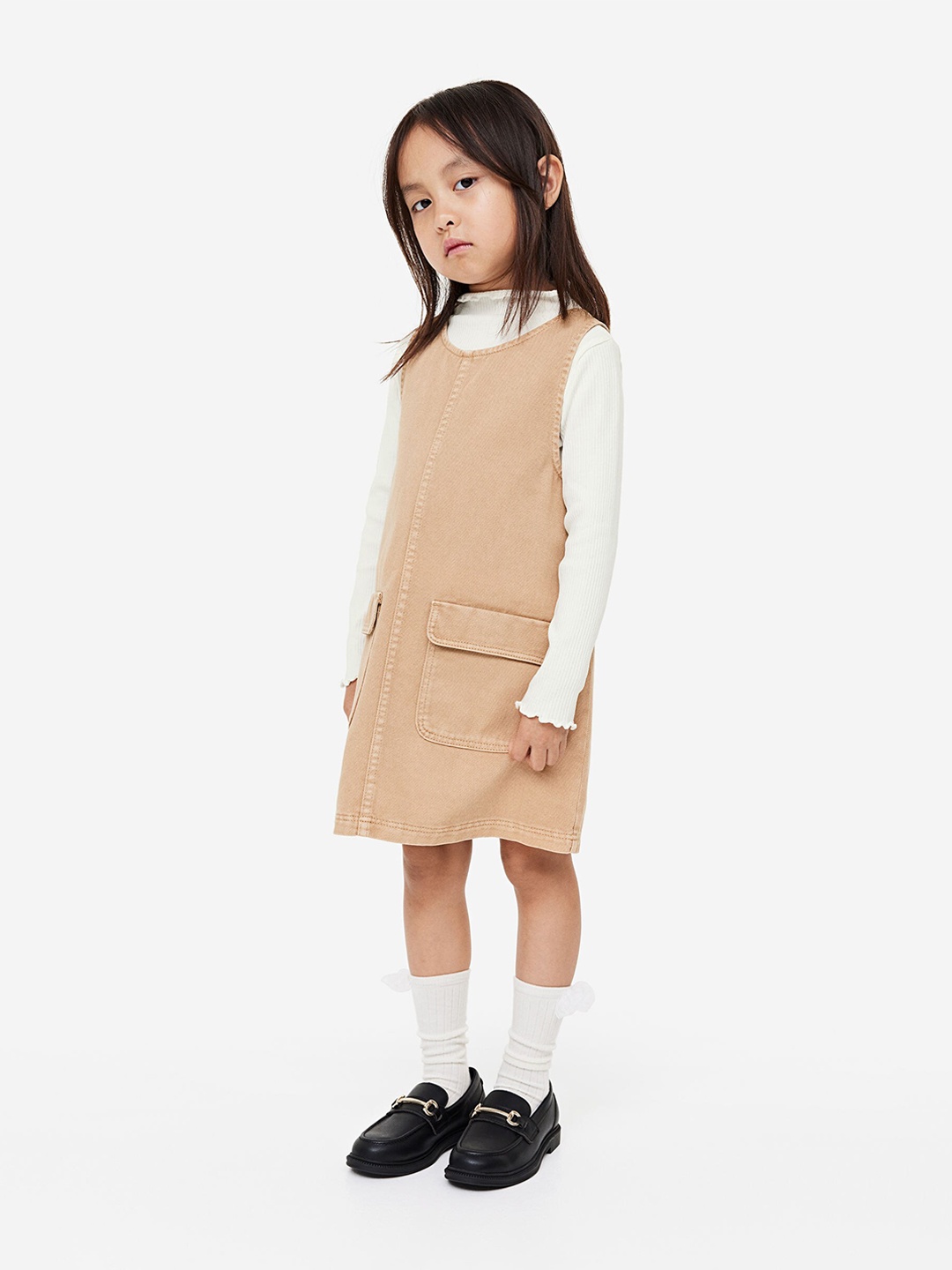 

H&M Girls 2-Piece Top And Dress Set, Beige