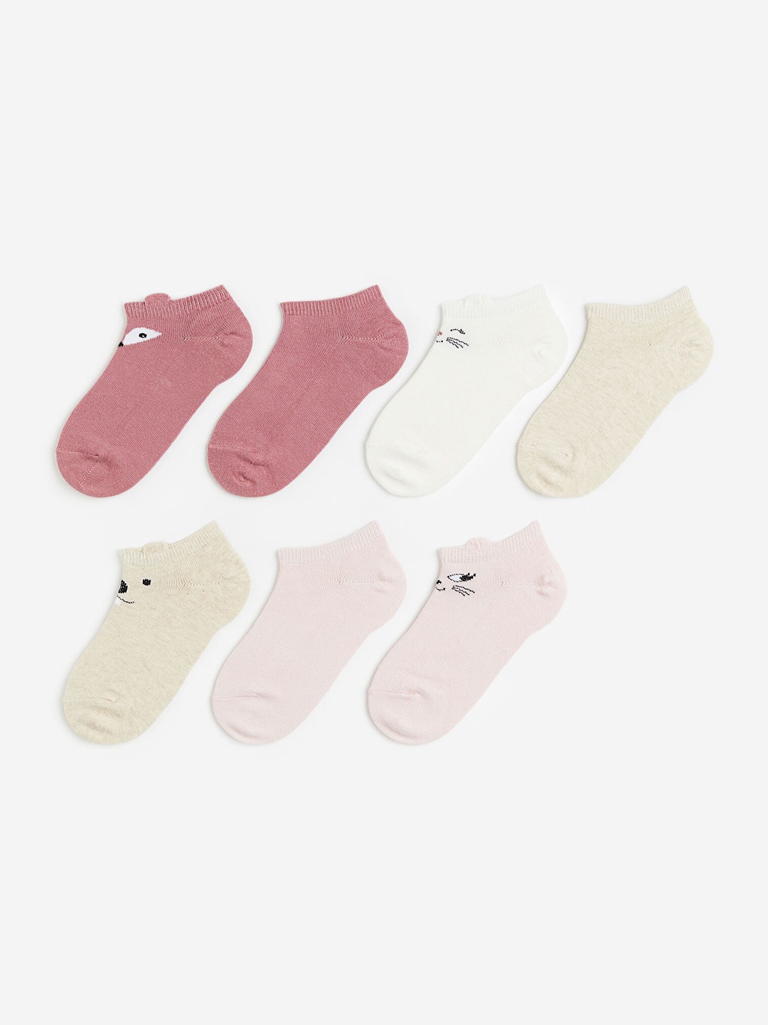 

H&M Girls 7-Pack Trainer Socks, Beige