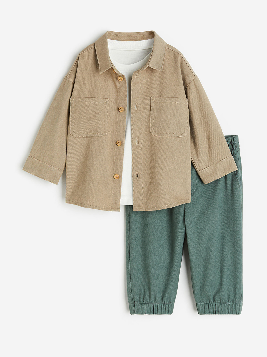 

H&M Boys 3-Piece Cotton Set, Beige