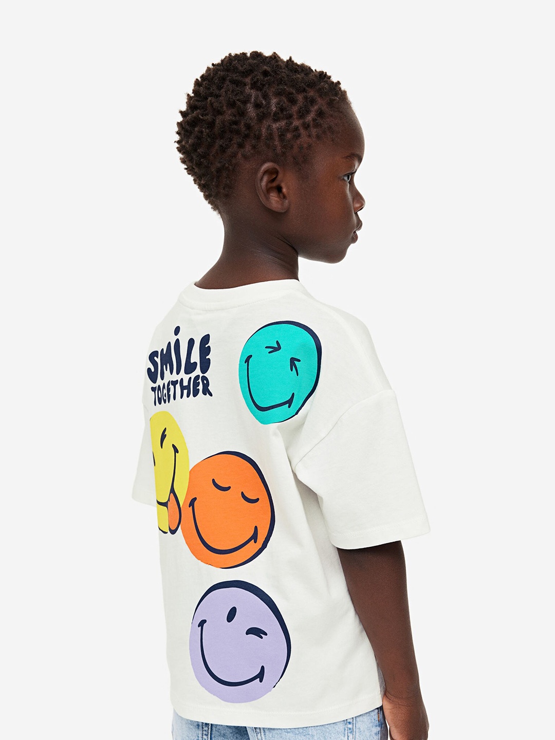 

H&M Boys Pure Cotton Oversized Printed T-shirt, White