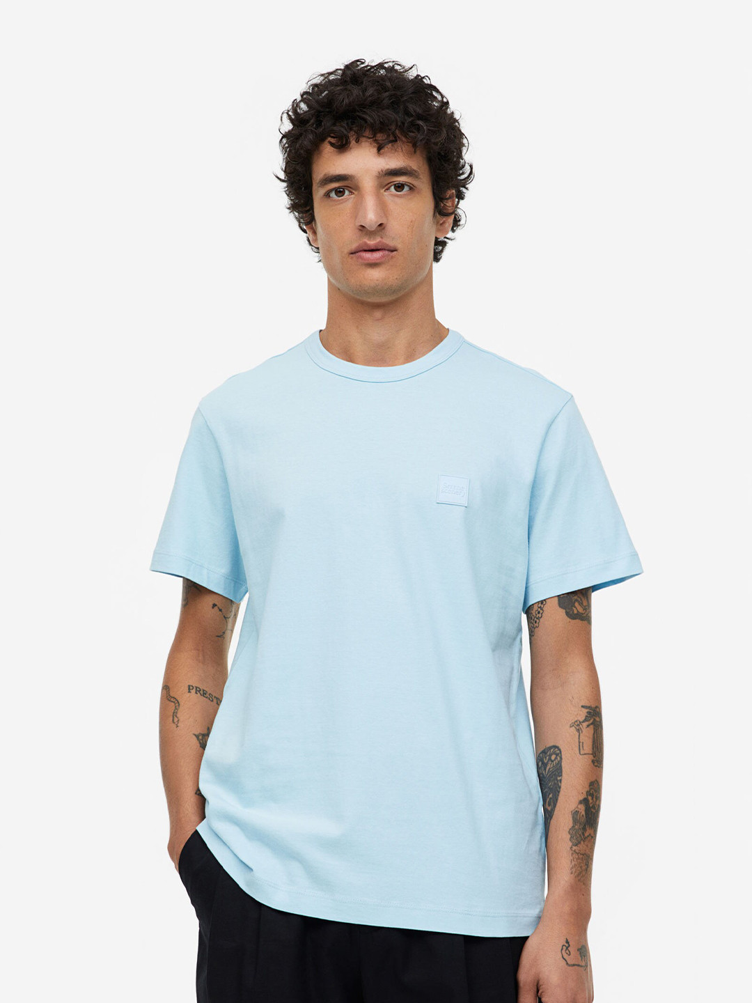 

H&M Pure Cotton Regular Fit T-shirt, Blue