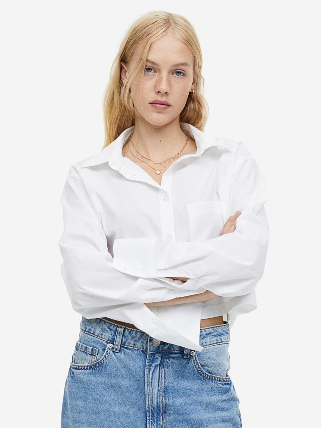 

H&M Boxy Style Cotton Shirt, White