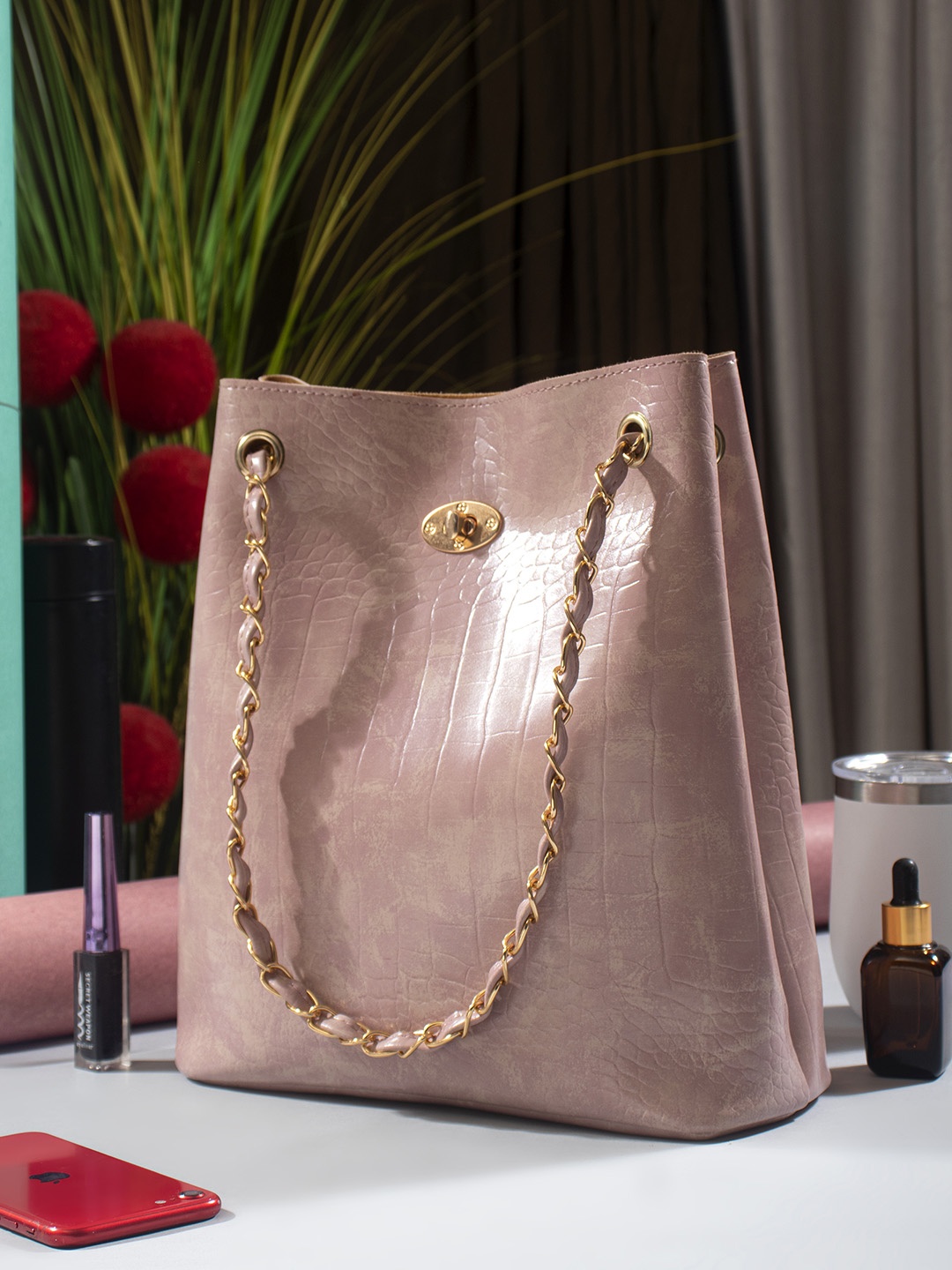 

Mast & Harbour Textured Shopper Shoulder Bag, Pink