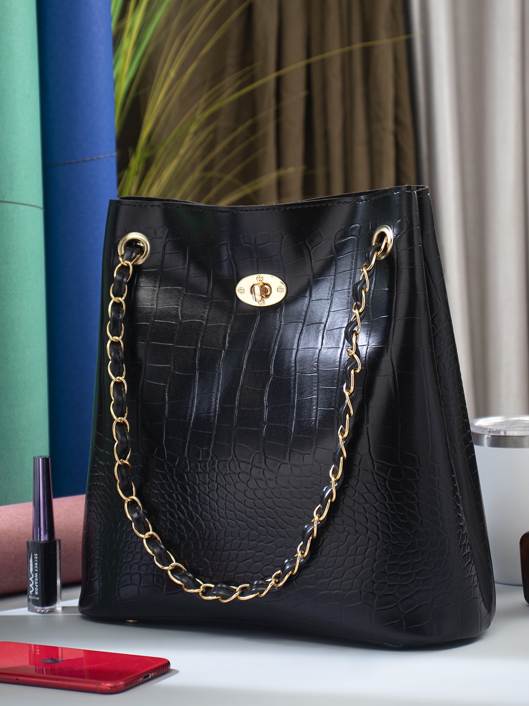 

Mast & Harbour Textured Shopper Shoulder Bag, Black