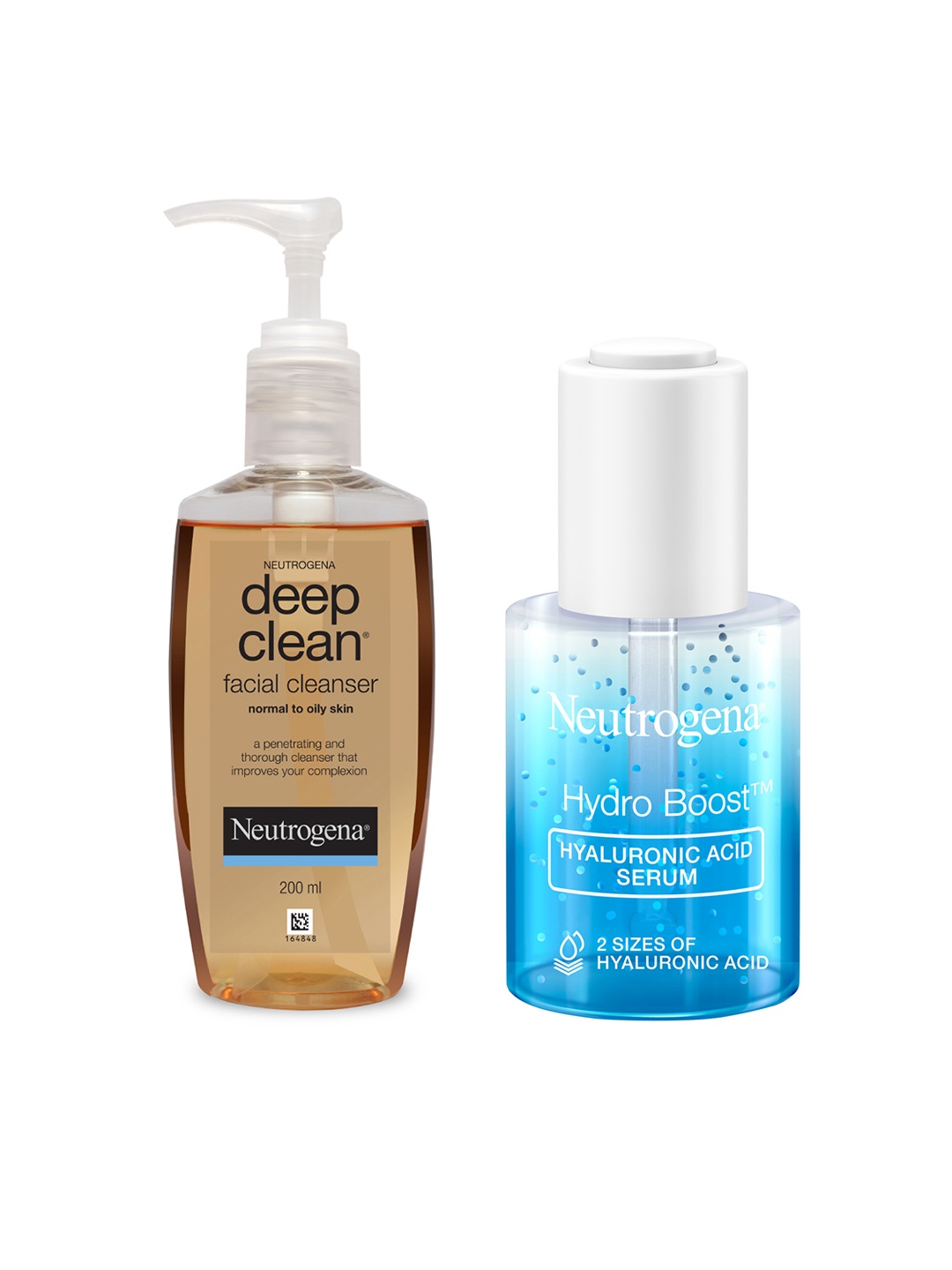 

Neutrogena Set of Deep Clean Facial Cleanser 200 ml + Hydro Boost HA Face Serum 30 ml, Blue