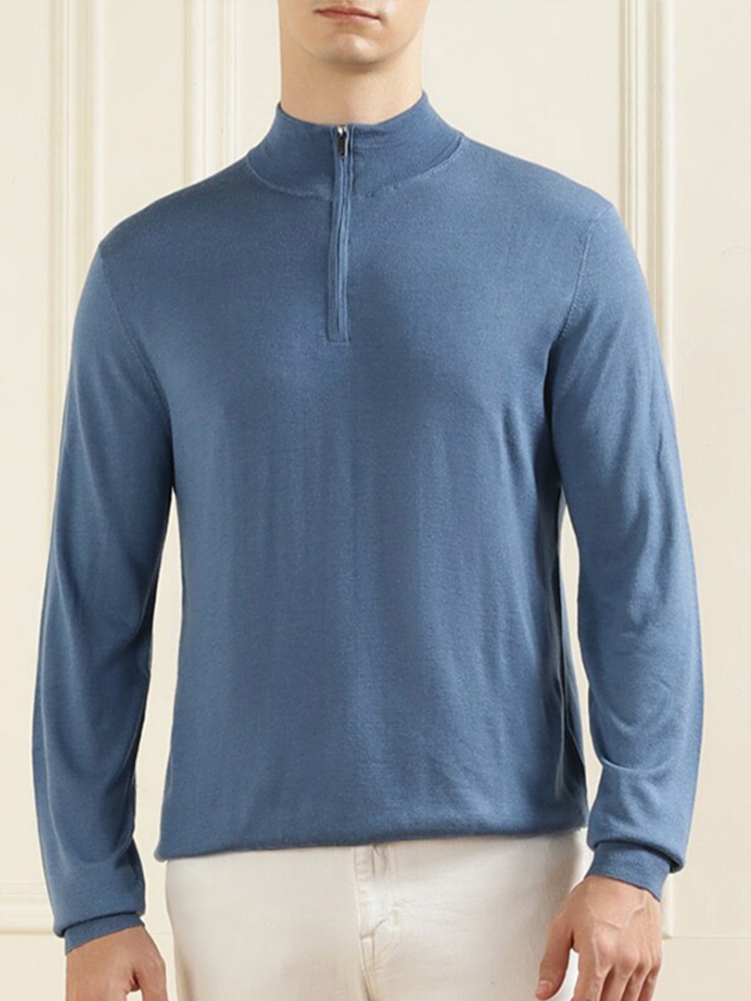 

HACKETT LONDON Mock Collar Woollen Pullover Sweater, Blue