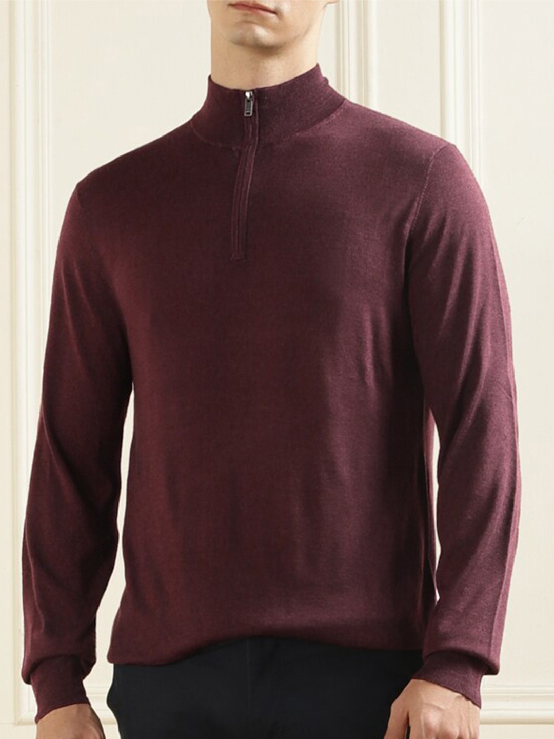 

HACKETT LONDON Mock Collar Woollen Pullover Sweater, Maroon