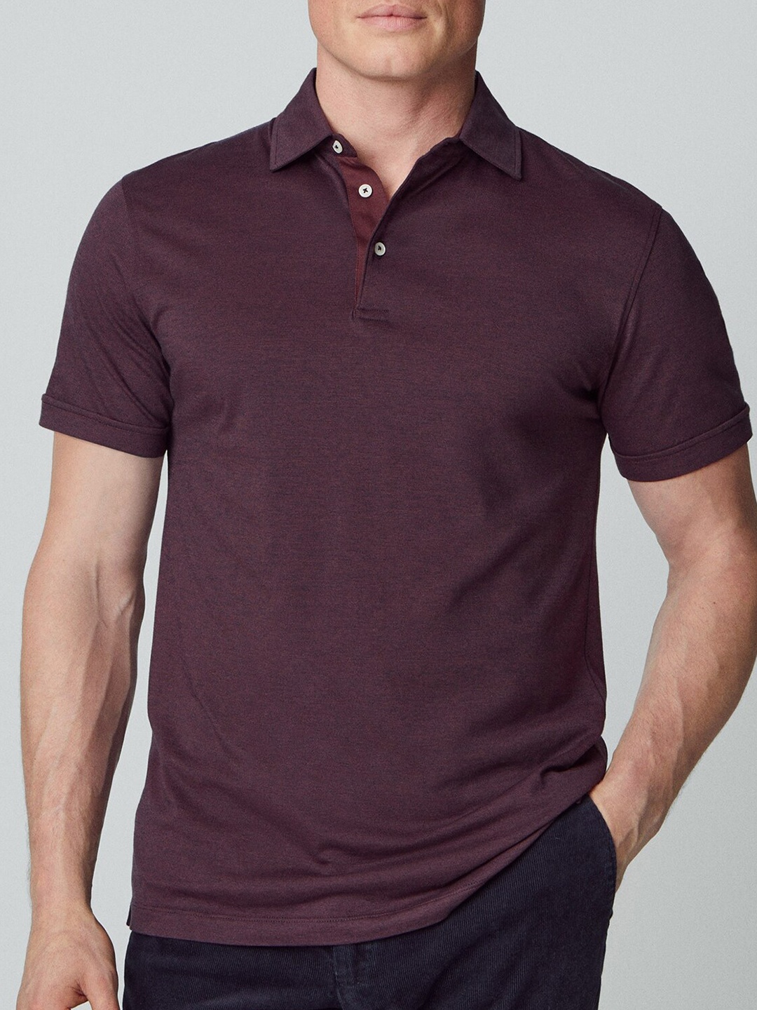 

HACKETT LONDON Men Maroon Polo Collar Pockets T-shirt