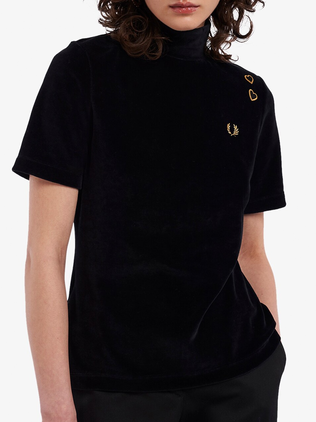 

Fred Perry High Neck Embroidered Detail Regular Top, Black