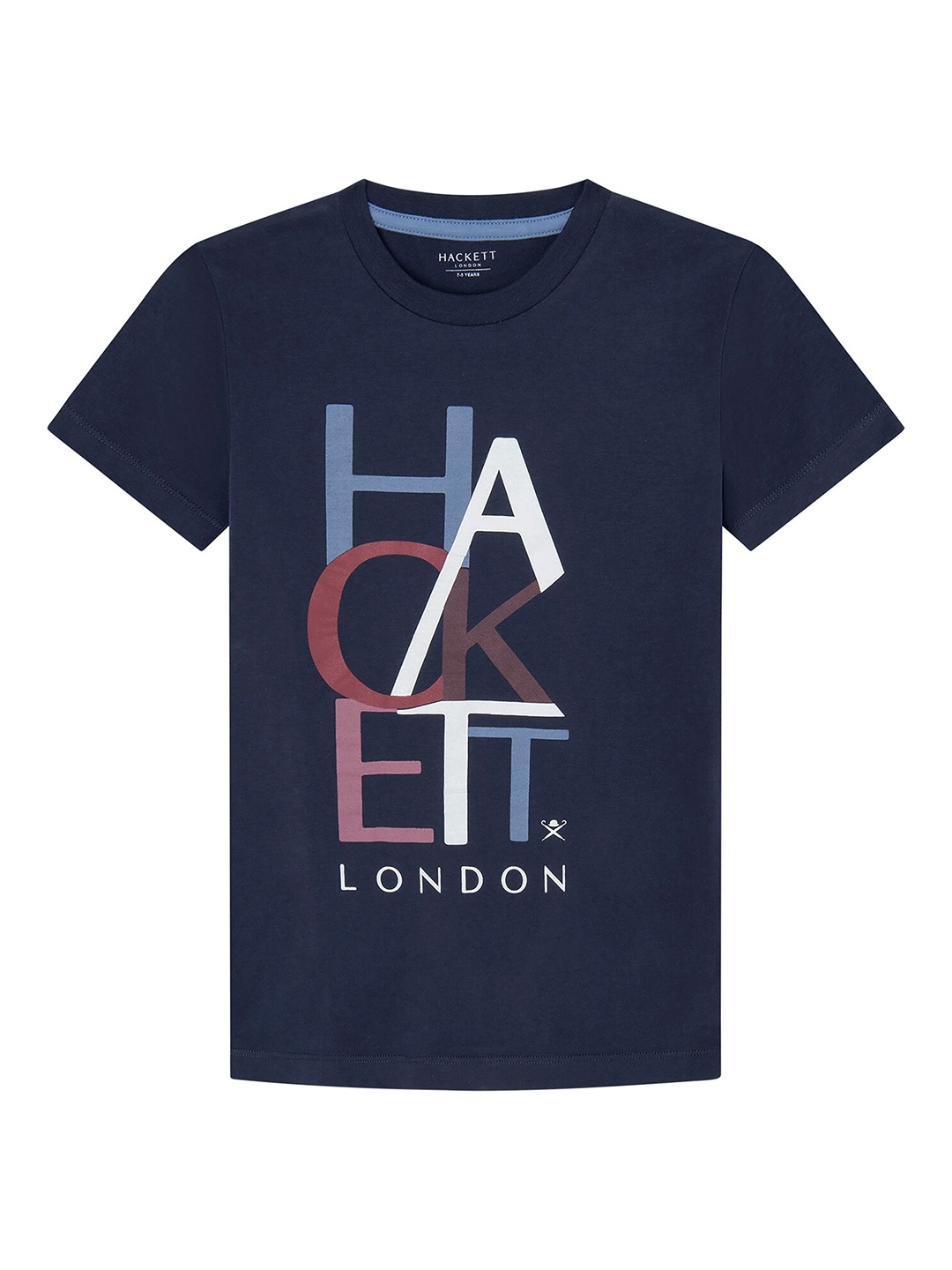 

HACKETT LONDON Boys Typography Printed Pure Cotton T-shirt, Navy blue