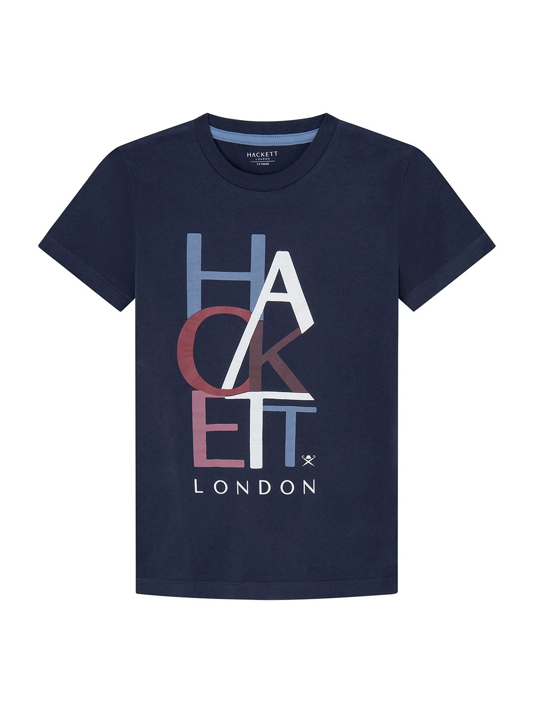 

HACKETT LONDON Boys Typography Printed Pure Cotton T-shirt, Navy blue