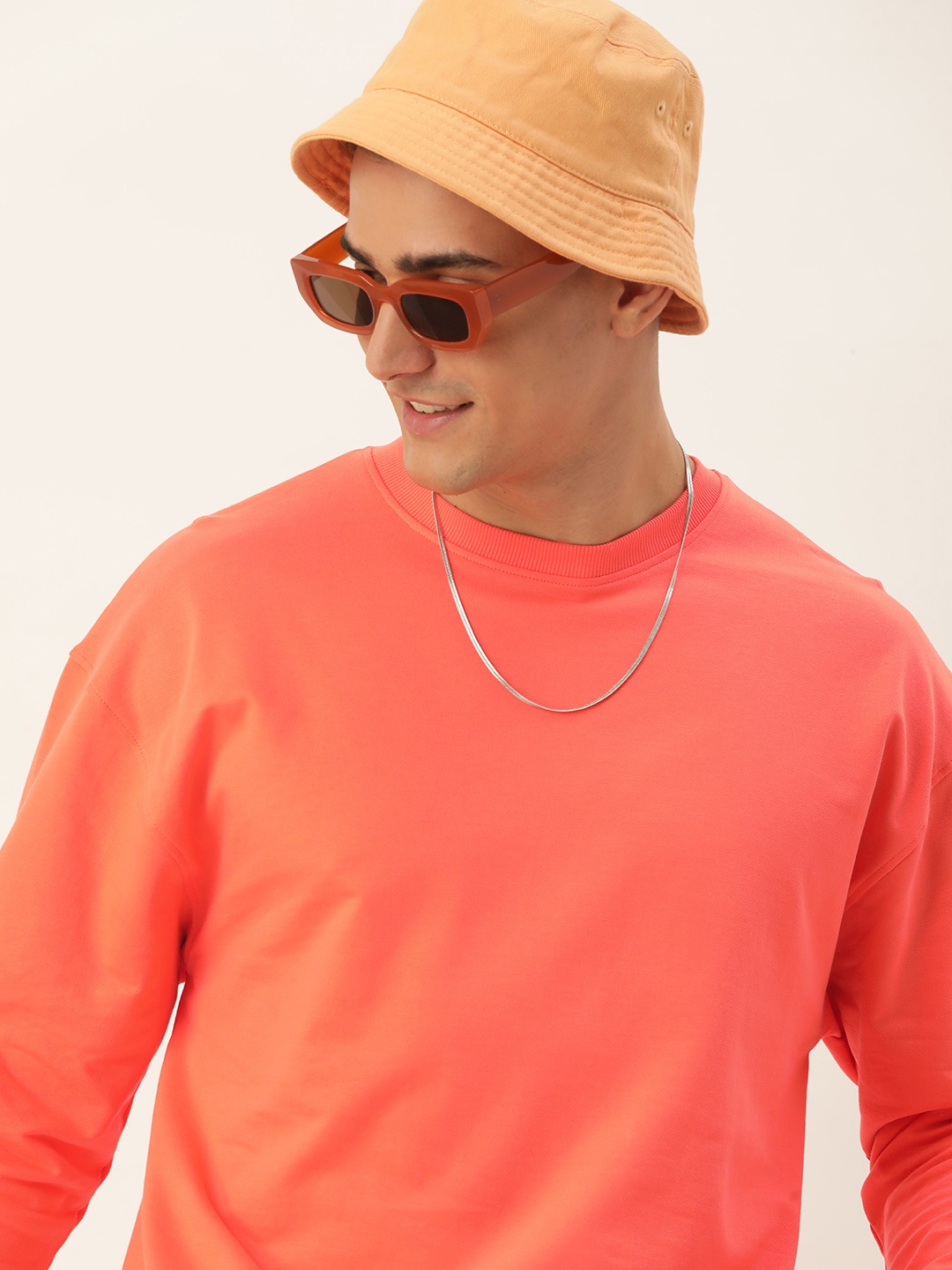 

Harvard Round Neck Long Sleeves Oversized Sweatshirt, Coral