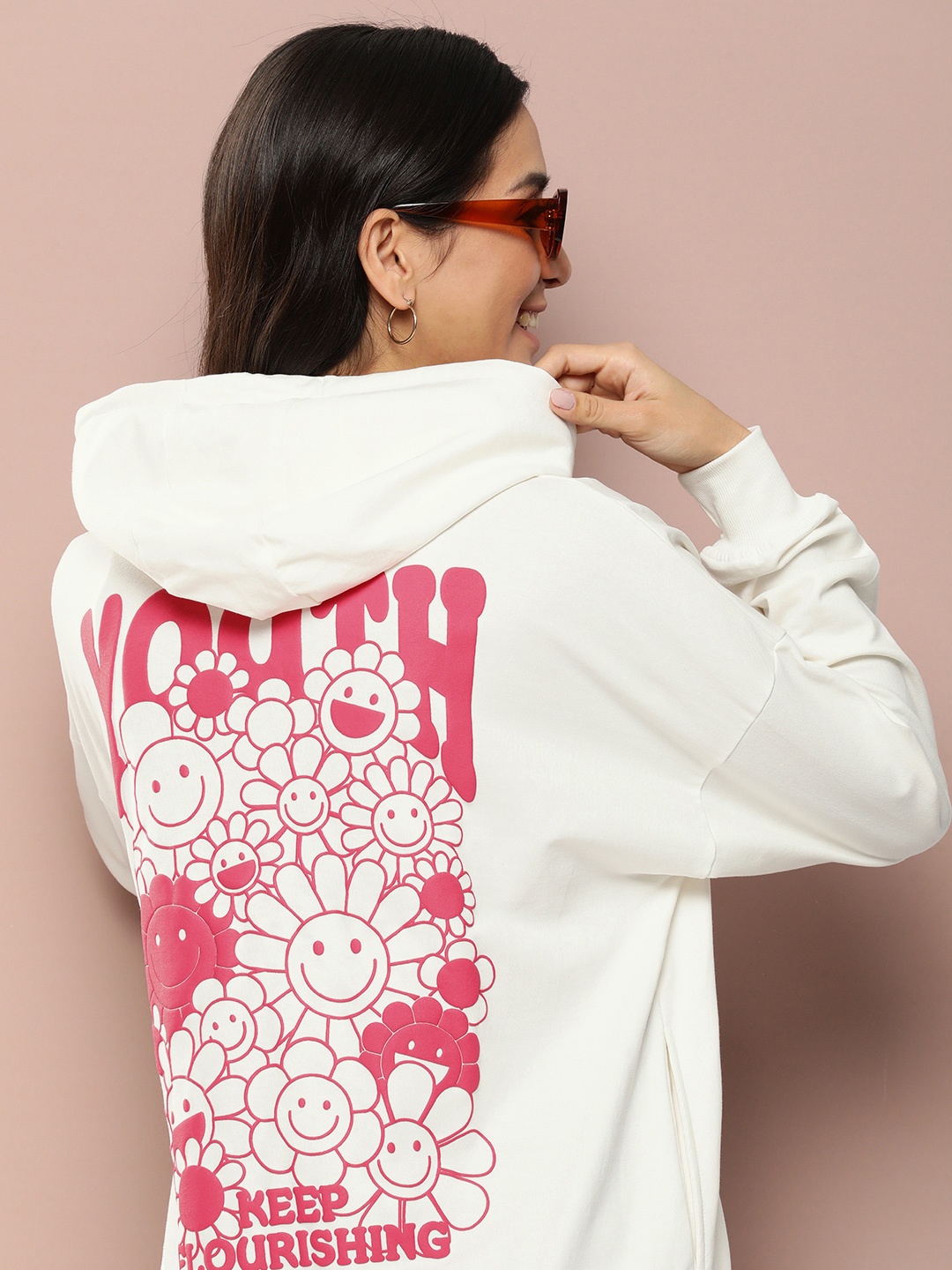 

Harvard Graphic Printed Cotton Hooded Sweatshirt, White