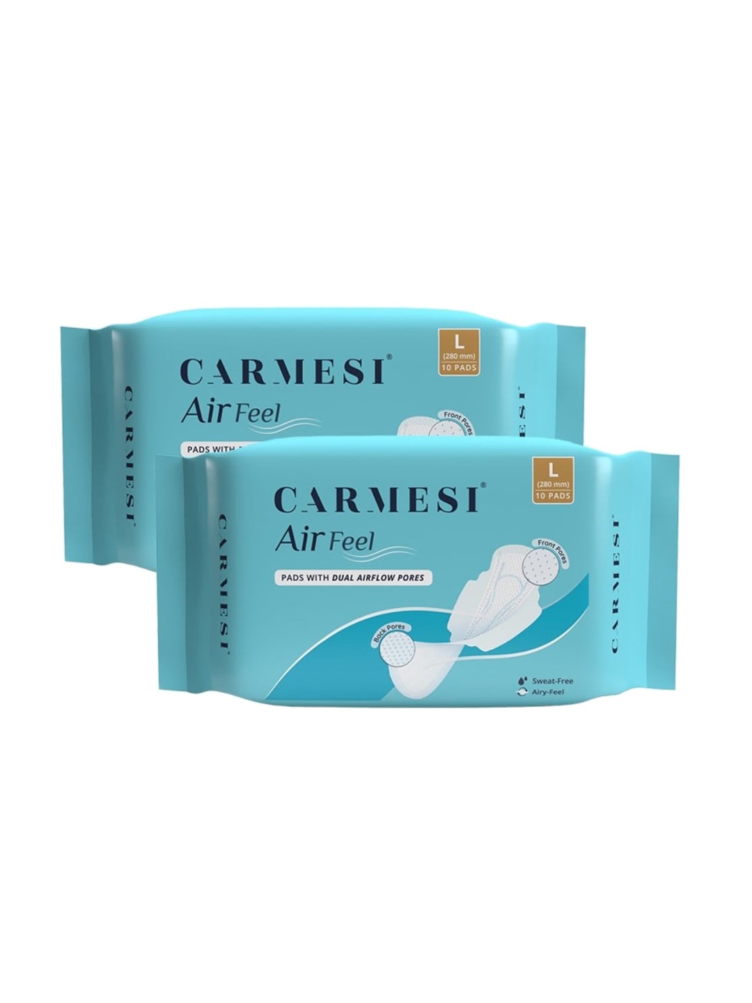 

CARMESI Set Of 2 Air Feel Large Sanitary Pads With Dual Airflow Pores 10 Each, Blue