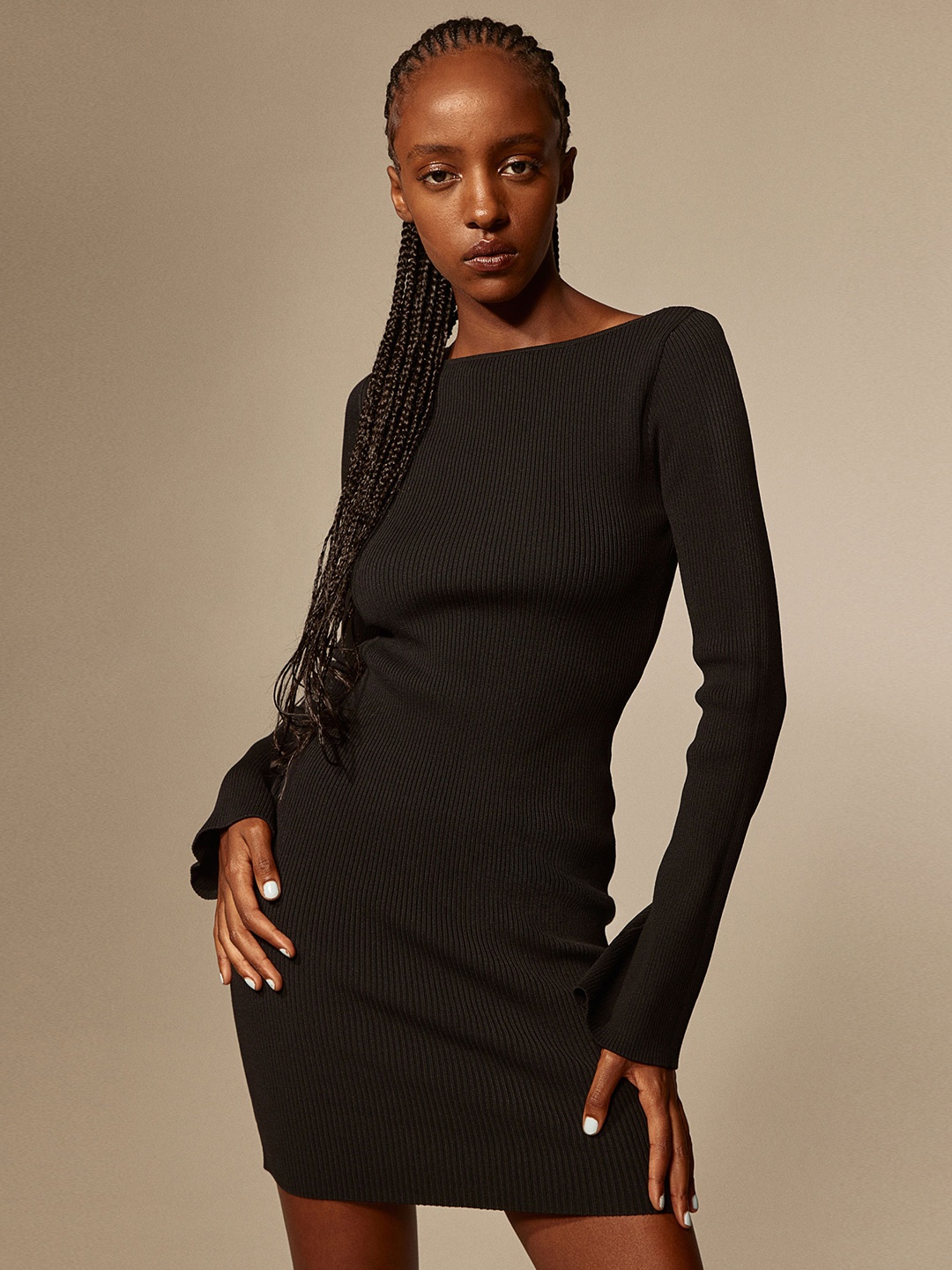 

H&M Rib-Knit Bodycon Dress, Black