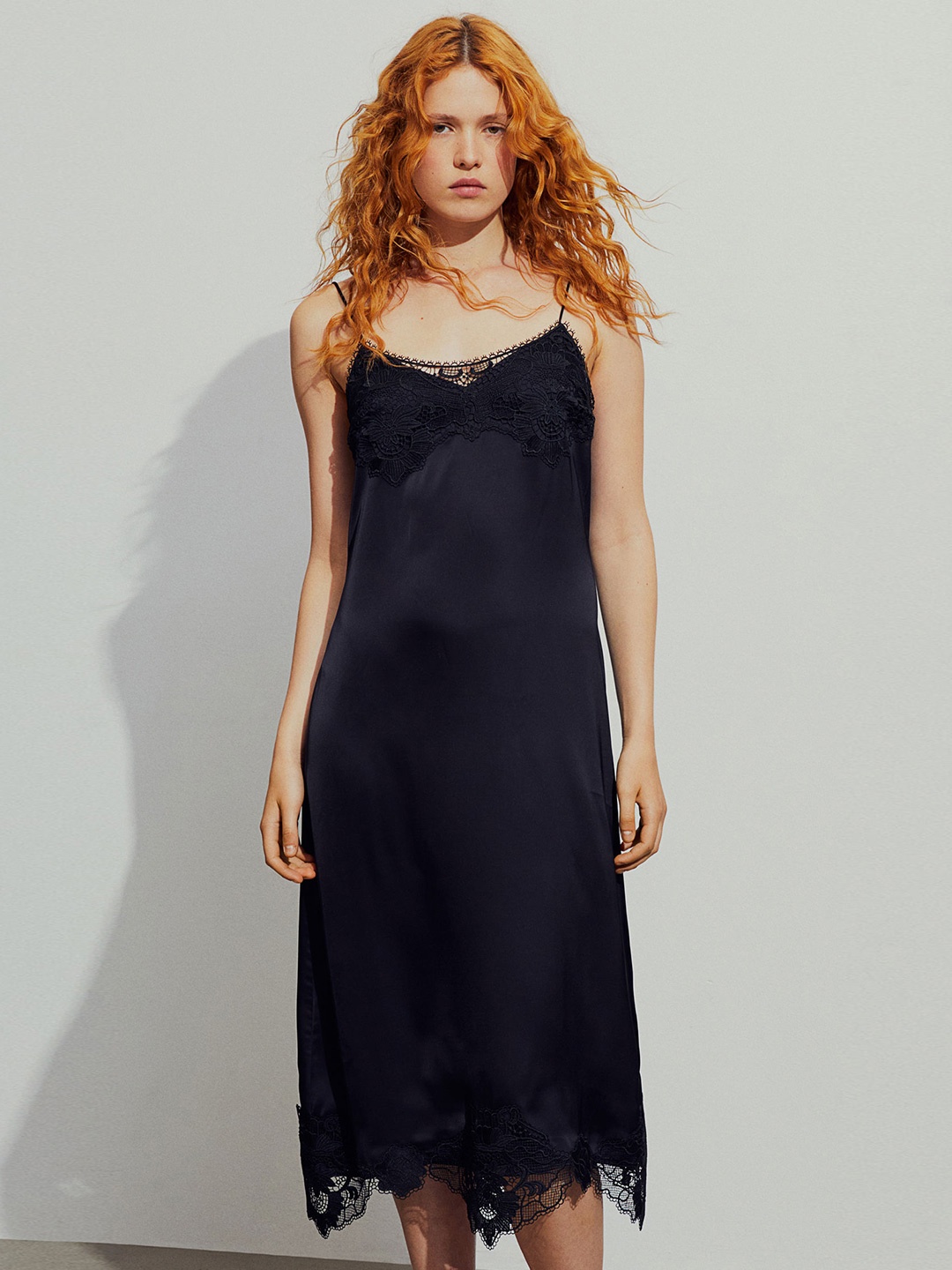 

H&M Lace-Trimmed Slip Dresses, Black