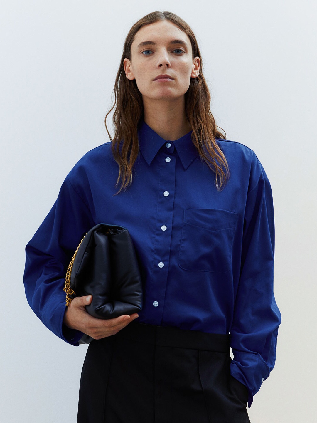 

H&M Satin Shirt, Blue