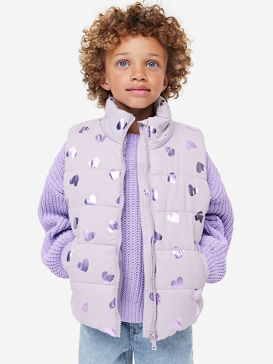

H&M Girls Puffer Gilet, Purple
