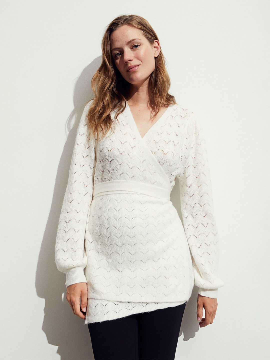 

H&M MAMA Before & After Pointelle-Knit Cardigan, White