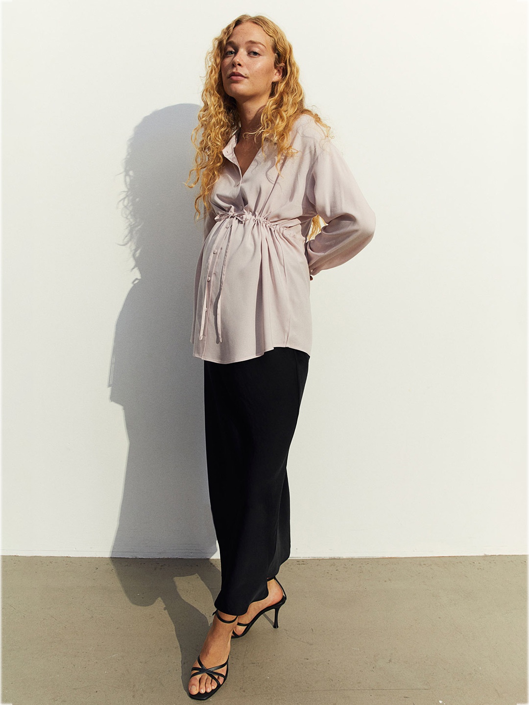 

H&M MAMA Tie-Belt Blouse, Pink
