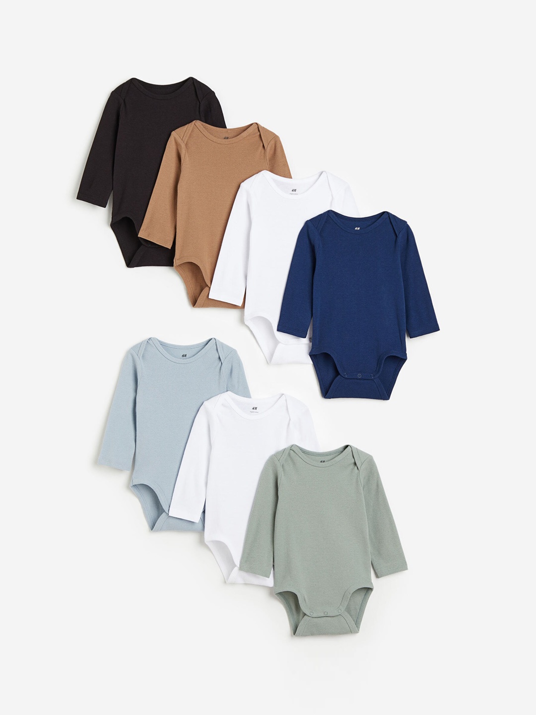 

H&M Boys 7-Pack Long-Sleeved Bodysuits, Blue