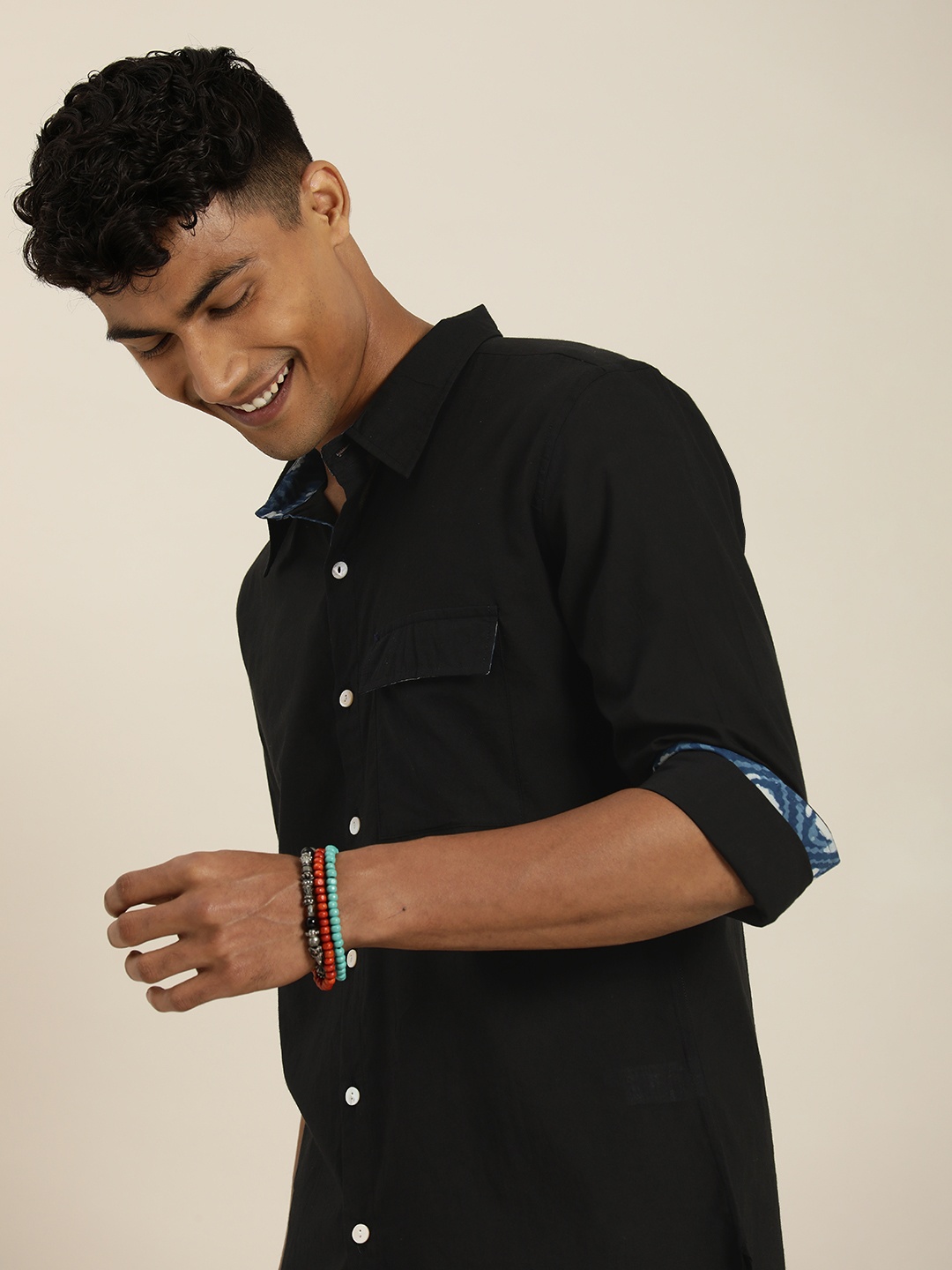 

Taavi Men Comfort Solid Opaque Casual Shirt, Black