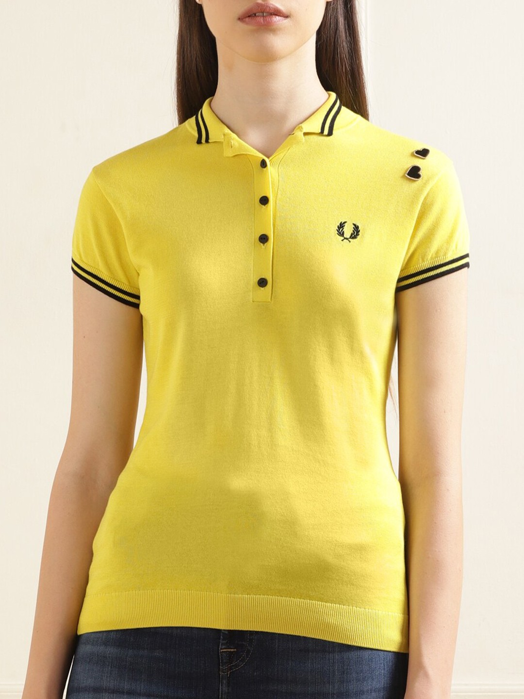 

Fred Perry Polo Collar Relaxed Fit Pure Cotton T-shirt, Yellow