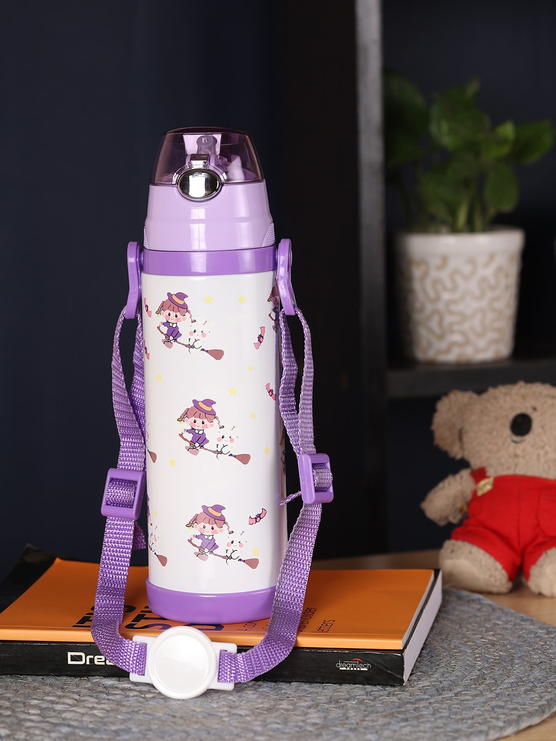 

PASSION PETALS White & Purple Printed Sipper Water Bottle - 500 ML