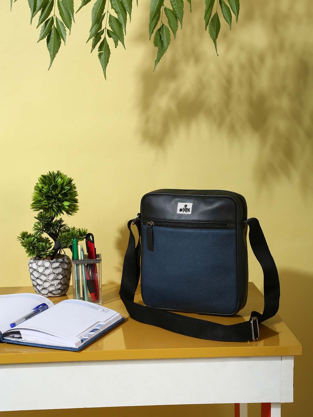 

ONN Men Textured Messenger Bag, Navy blue