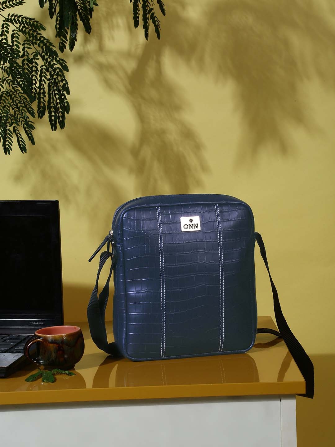 

ONN Men Textured Messenger Bag, Navy blue