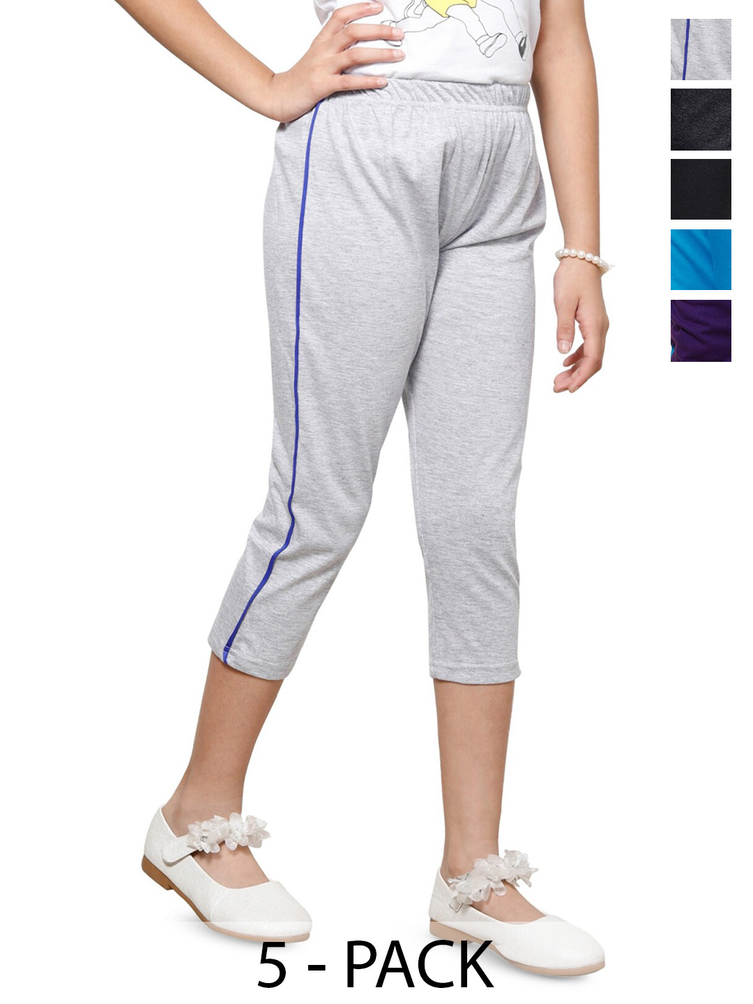 

BAESD Girls Pack Of 5 Mid Rise Capris, Blue