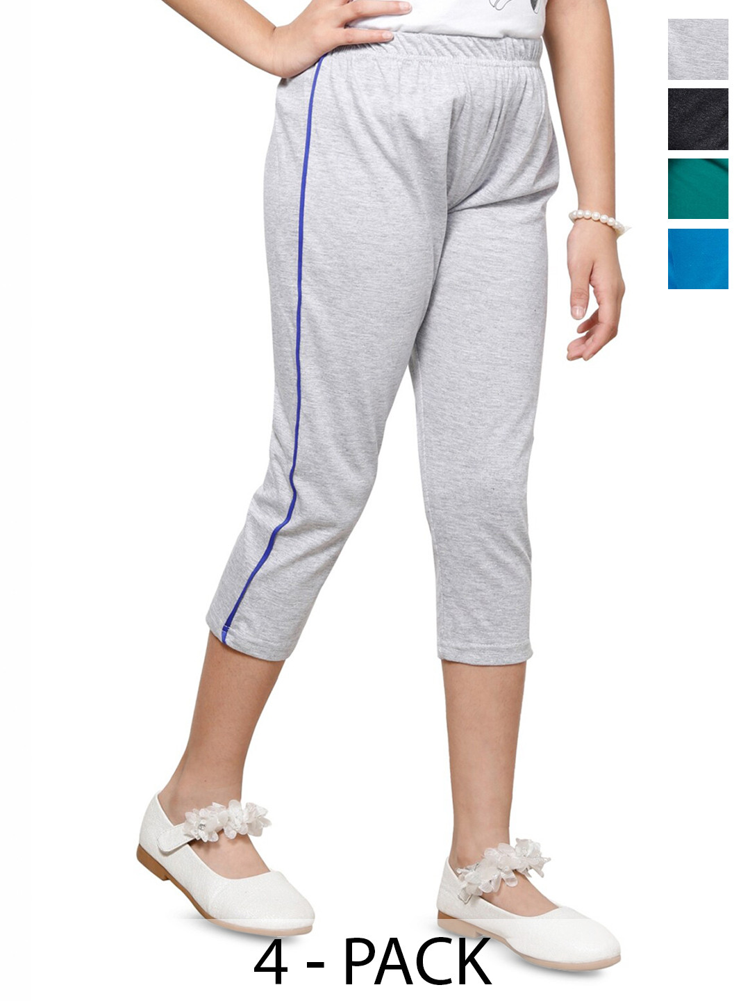 

BAESD Girls Pack Of 4 Mid-Rise Capris, Grey