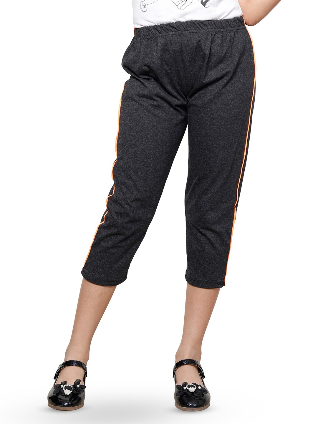 

BAESD Girls Soft Pure Cotton Side Piping Capris, Grey