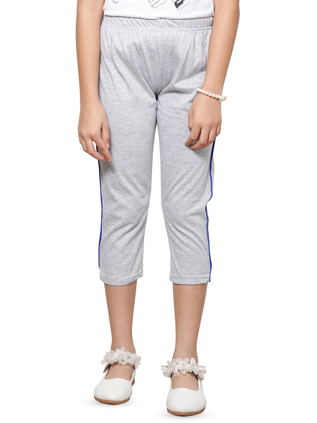 

BAESD Girls Regular Fit Mid-Rise Pure Cotton Capris, Grey melange