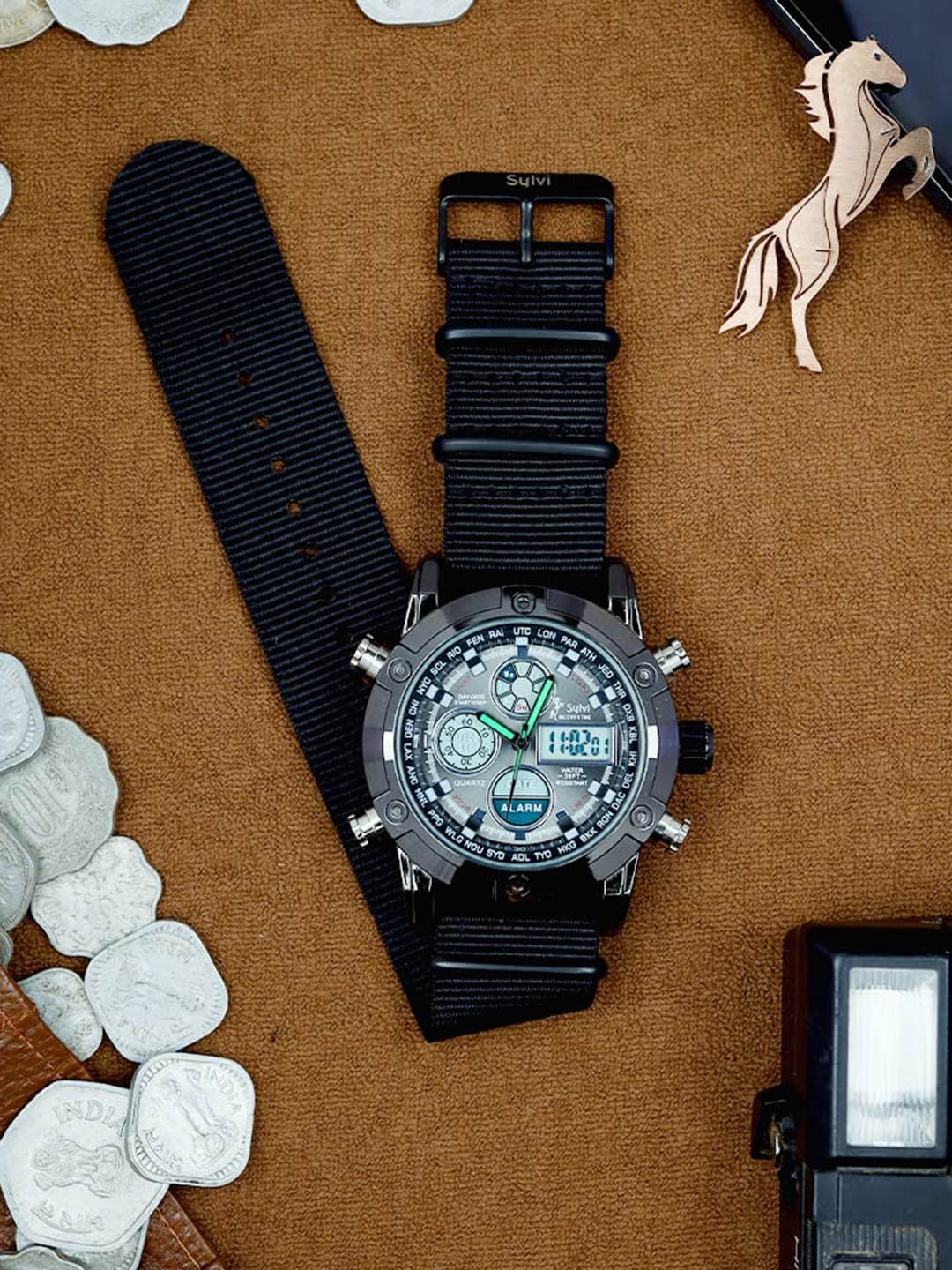 

Sylvi Men Round Analogue And Digital Watch 3022-fab-black