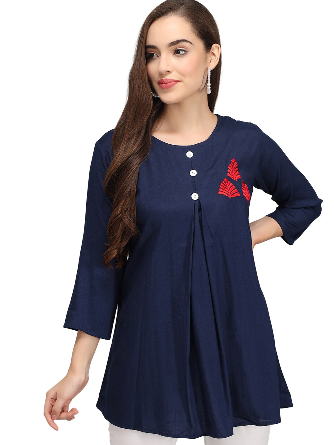 

Beatnik Floral Embroidered Kurti, Blue