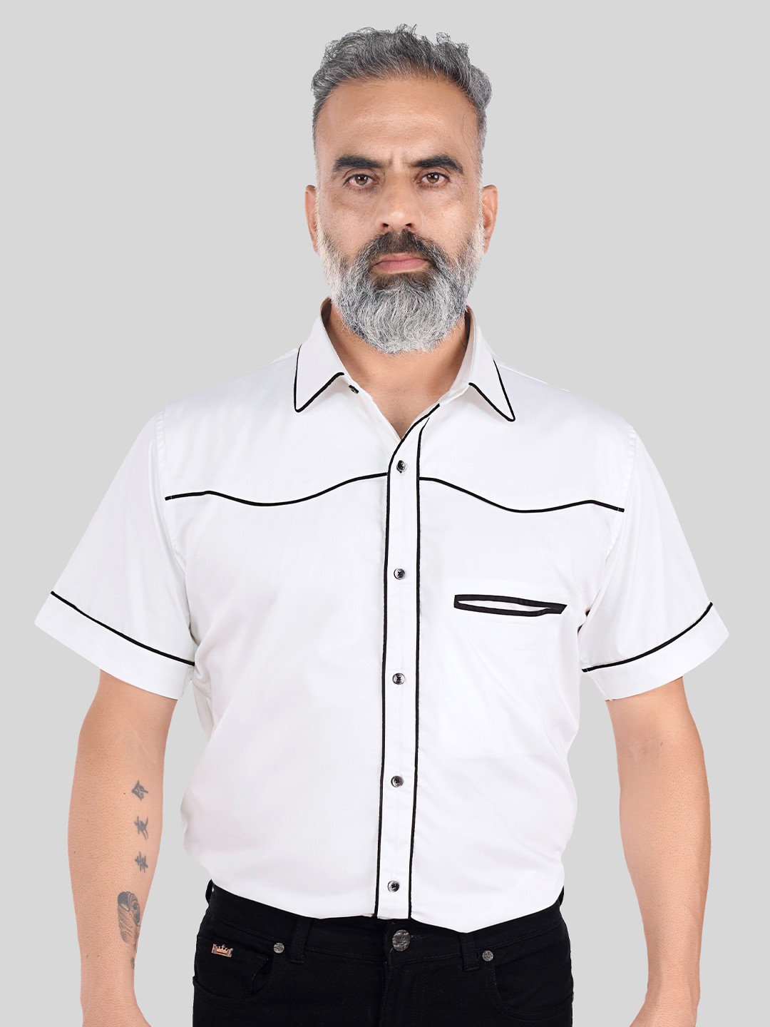 

FRENCH CROWN Standard Short Sleeves Casual Shirt, White